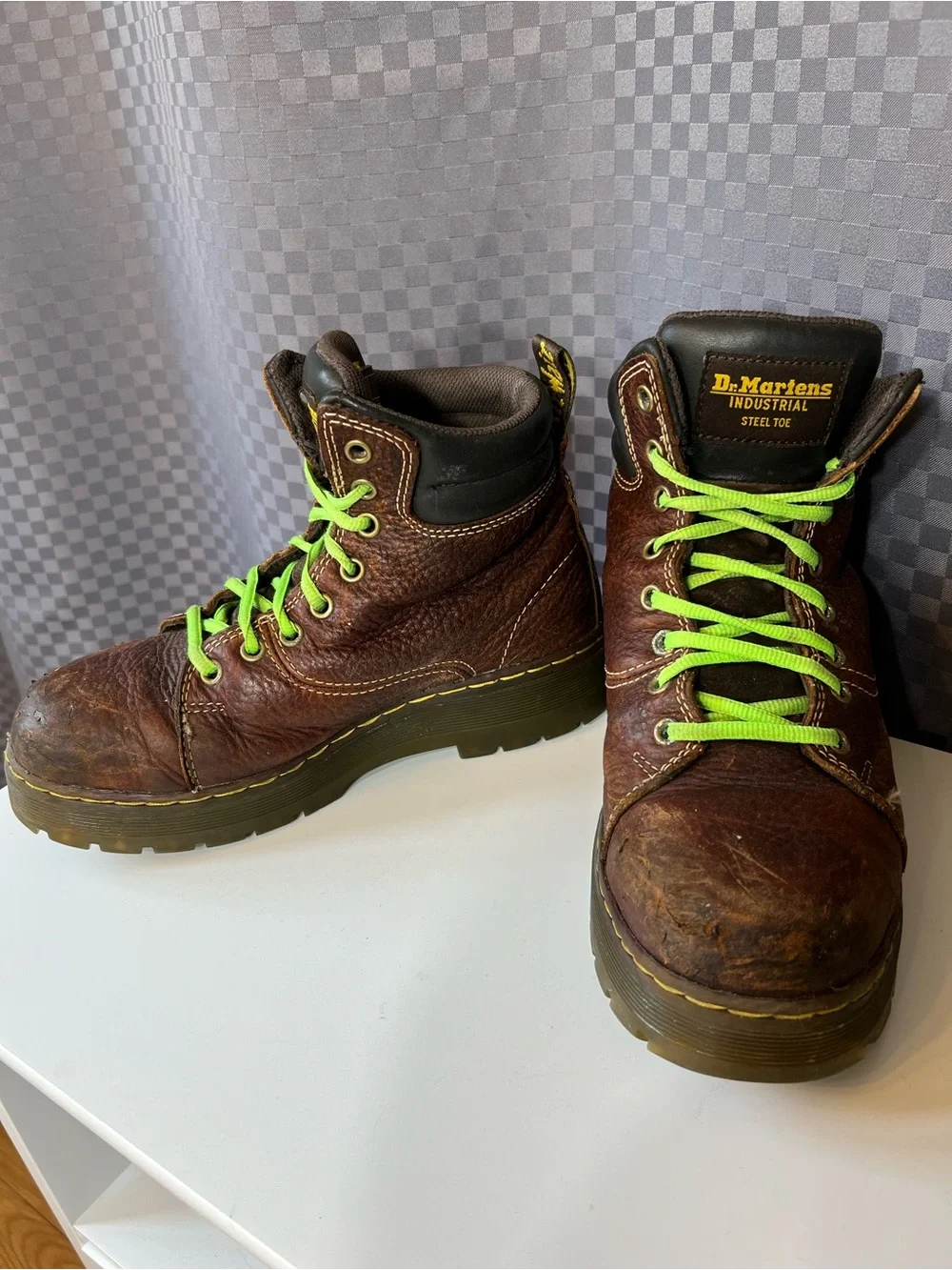 Dr Martens Leather Work Industrial Boots Size 7 Grunge Distressed Punk Gilbreth